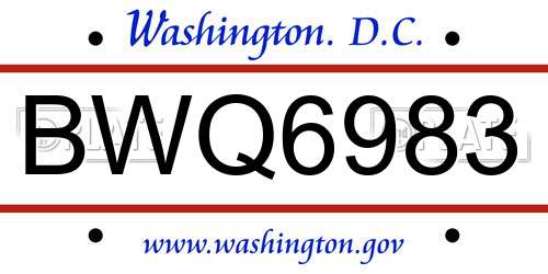 BWQ6983 District Of Columbia License Plate