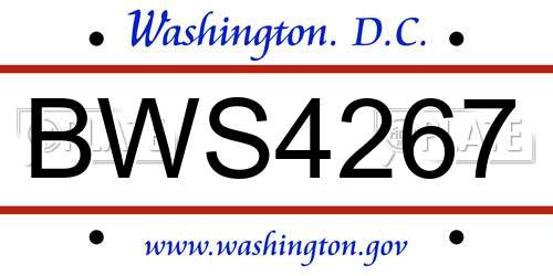 BWS4267 District Of Columbia License Plate