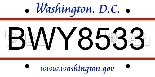 BWY8533 District Of Columbia License Plate