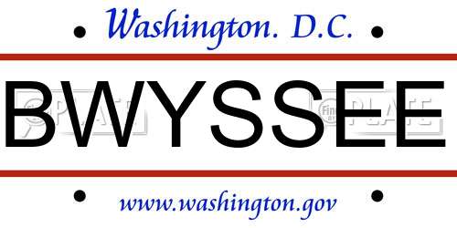 BWYSSEE District Of Columbia License Plate