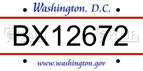 BX12672 District Of Columbia License Plate