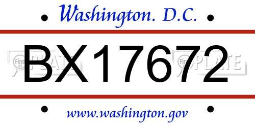 BX17672 District Of Columbia License Plate