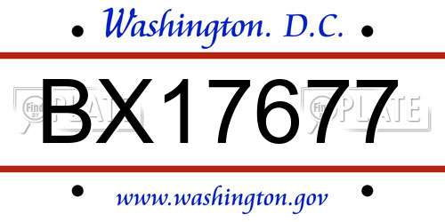 BX17677 District Of Columbia License Plate
