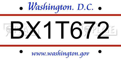 BX1T672 District Of Columbia License Plate