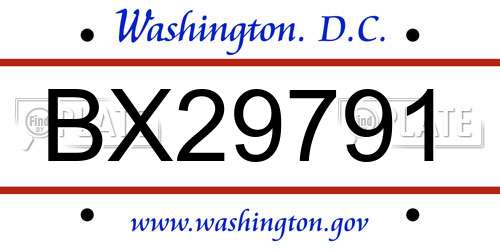BX29791 District Of Columbia License Plate
