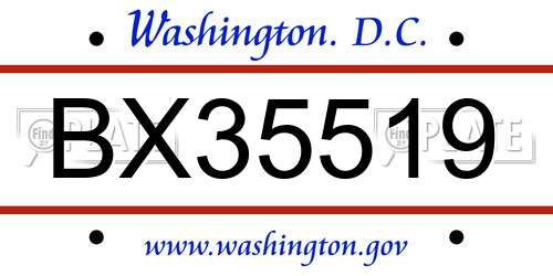 BX35519 District Of Columbia License Plate