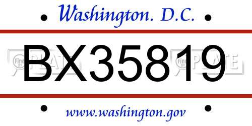 BX35819 District Of Columbia License Plate