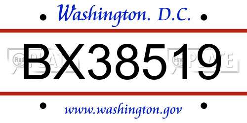 BX38519 District Of Columbia License Plate