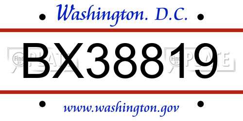 BX38819 District Of Columbia License Plate