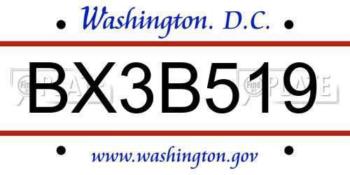 BX3B519 District Of Columbia License Plate