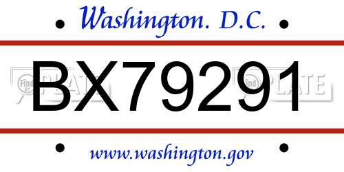 BX79291 District Of Columbia License Plate