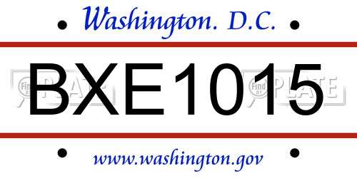 BXE1015 District Of Columbia License Plate