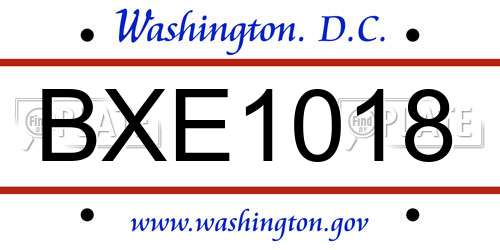 BXE1018 District Of Columbia License Plate