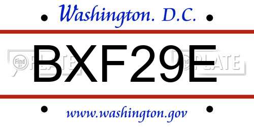 BXF29E District Of Columbia License Plate