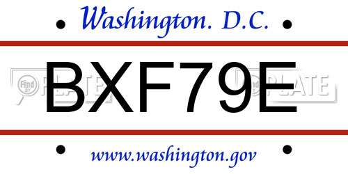 BXF79E District Of Columbia License Plate