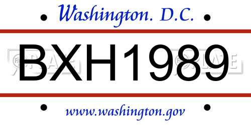 BXH1989 District Of Columbia License Plate