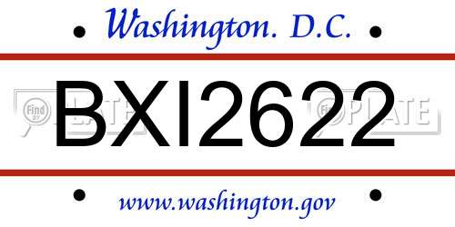 BXI2622 District Of Columbia License Plate