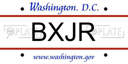 BXJR District Of Columbia License Plate