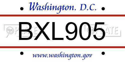 BXL905 District Of Columbia License Plate