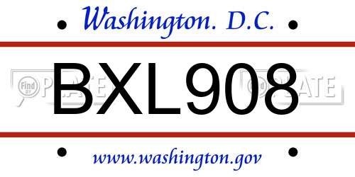 BXL908 District Of Columbia License Plate