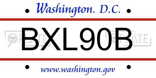 BXL90B District Of Columbia License Plate