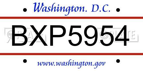 BXP5954 District Of Columbia License Plate