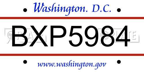 BXP5984 District Of Columbia License Plate