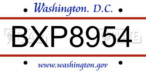 BXP8954 District Of Columbia License Plate