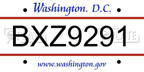 BXZ9291 District Of Columbia License Plate