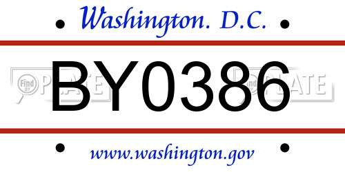 BY0386 District Of Columbia License Plate
