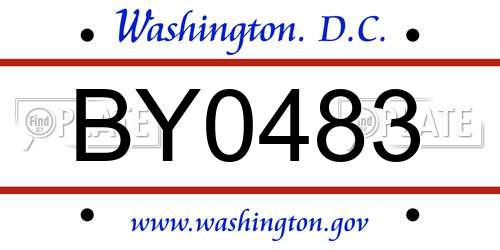 BY0483 District Of Columbia License Plate