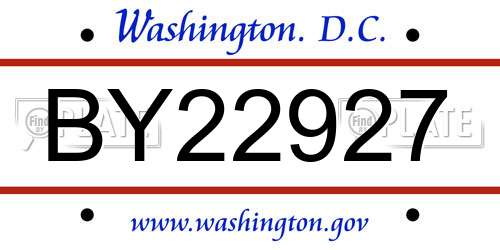 BY22927 District Of Columbia License Plate
