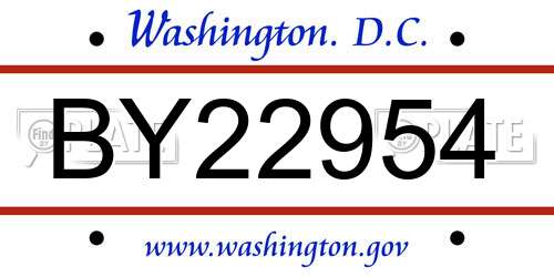 BY22954 District Of Columbia License Plate