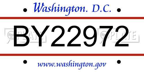 BY22972 District Of Columbia License Plate