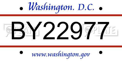 BY22977 District Of Columbia License Plate