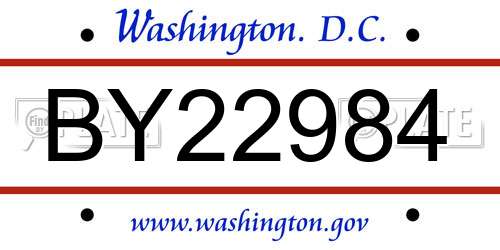 BY22984 District Of Columbia License Plate