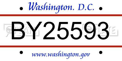 BY25593 District Of Columbia License Plate