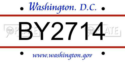 BY2714 District Of Columbia License Plate