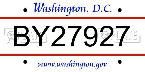 BY27927 District Of Columbia License Plate