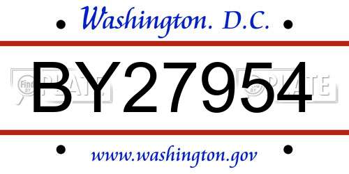 BY27954 District Of Columbia License Plate