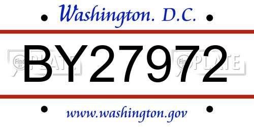 BY27972 District Of Columbia License Plate