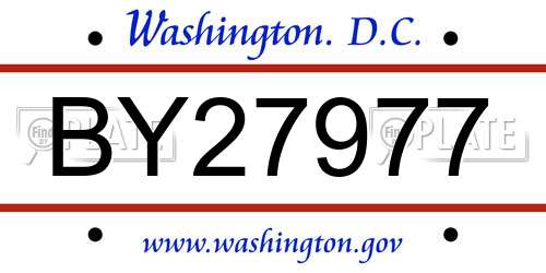 BY27977 District Of Columbia License Plate