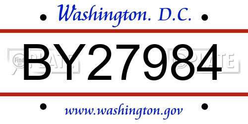 BY27984 District Of Columbia License Plate