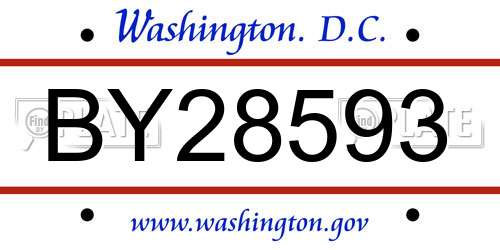 BY28593 District Of Columbia License Plate