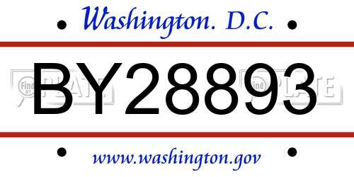 BY28893 District Of Columbia License Plate