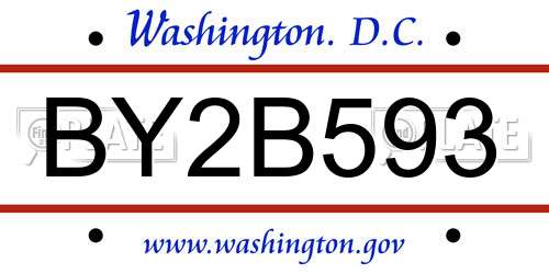 BY2B593 District Of Columbia License Plate