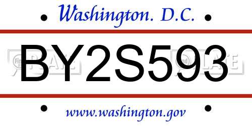 BY2S593 District Of Columbia License Plate