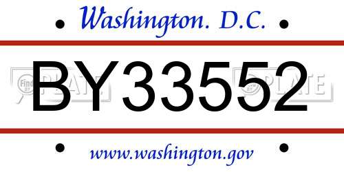 BY33552 District Of Columbia License Plate