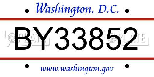 BY33852 District Of Columbia License Plate