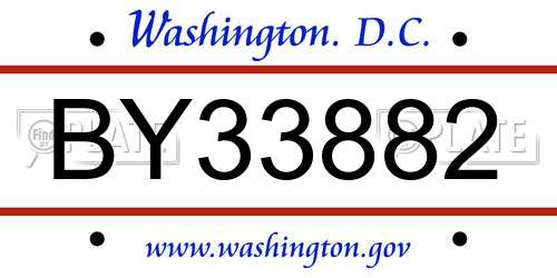 BY33882 District Of Columbia License Plate